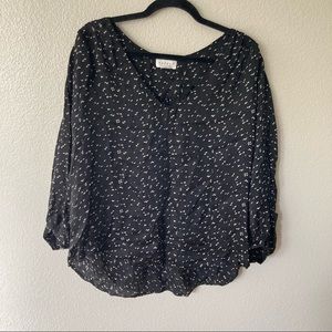 Black V-neck Work Blouse
